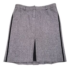 Laundry Shelli Segal Tweed Career Skirt Drop Waist Pleated Hem Velvet Trim 4